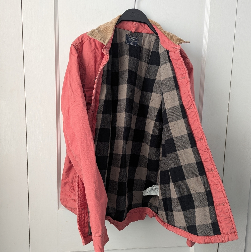 Abercrombie & Fitch Barn Jacket Corduroy Collar Flannel Lined Size Medium Men's - Picture 6 of 9